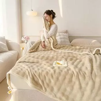 Зимнее одеяло из искусственного кролика, теплое мягкое покрывало для дивана, плед, детское покрывало, дорожный домашний текстиль, плотная теплая простыня 120x200cm-1pc верблюд