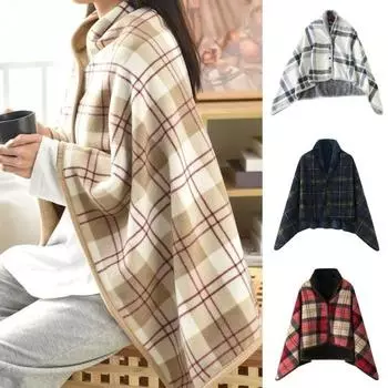 Зимнее одеяло в клетку, супермягкое флисовое теплоизоляционное однобортное одеяло с ворсом для повседневного использования на работе, дома, в школе 80 cm красный