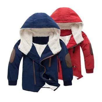 Зимнее пальто Bys с толстой флисовой подкладкой, застежка-молния, средней длины, с капюшоном, в стиле пэчворк 110cm темно-синий