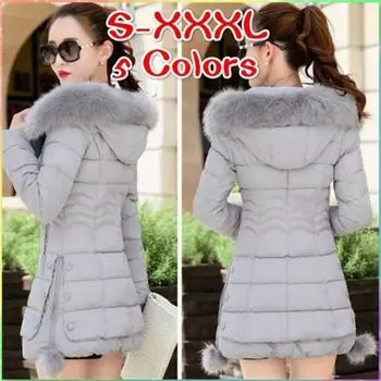 Зимнее пальто Длинная хлопковая стеганая куртка Тонкий женский толстый пуховик 2XL чёрный