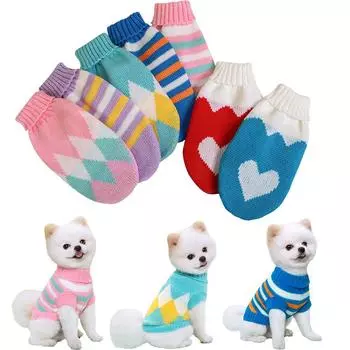 Зимнее пальто для домашних животных Свитера для собак для маленьких средних собак Кошки Щенки Мягкая одежда Теплая водолазка для домашних животных Жилет для чихуахуа Пальто для йорков Тедди-куртка S