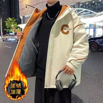 Зимнее пальто для мальчика-подростка 12 лет, старшего ребенка, ученика средней и старшей школы, хлопковое пальто 13, флисовая утепленная куртка 15, зимняя одежда M (about 75-50 kg)