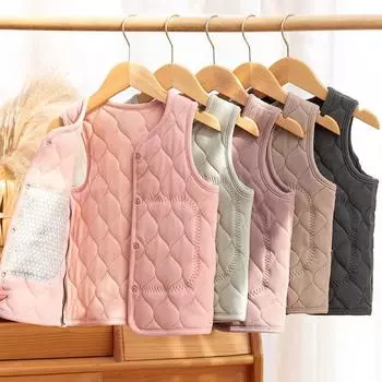 Зимнее пальто для малышей, девочек и мальчиков, однотонное теплое толстое весенне-зимнее безрукавное пальто, зимнее пальто 90 фиолетовый