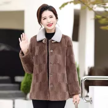 Зимнее пальто для мамы, новое осенне-зимнее хлопковое утолщенное пальто из датской норки для среднего и старшего возраста XL