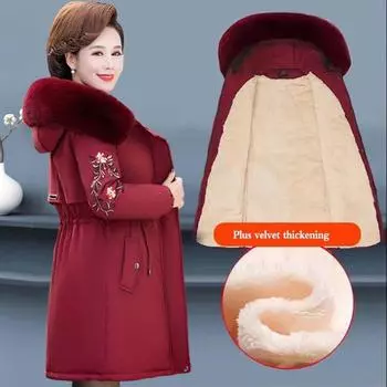 Зимнее пальто для мамы, толстая пуховая стеганая куртка, куртка с хлопковой подкладкой для среднего и пожилого возраста, женская стеганая куртка средней длины XXXXXL