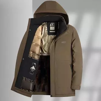 Зимнее пальто для папы среднего возраста, стеганое и утолщенное хлопковое пальто, теплая куртка с хлопковой подкладкой черного и золотого цвета для пожилых людей L