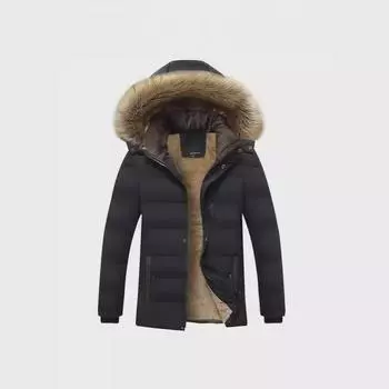 Зимнее пальто для пожилых мужчин с толстой хлопковой подкладкой и бархатной подкладкой M