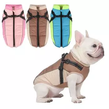 Зимнее пальто для собак Одежда для домашних собак Светоотражающая зимняя теплая куртка для маленьких средних собак Жилет для кошек в холодную погоду Жилет Пальто Одежда для французского бульдога 3XL розовый