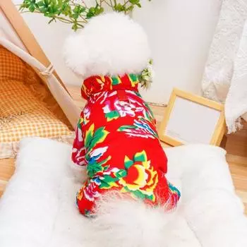 Зимнее пальто для собак, утолщенный теплый цветочный зимний комбинезон, куртка для холодной погоды, одежда для домашних животных, одежда с хлопковой подкладкой для кошек и собак S
