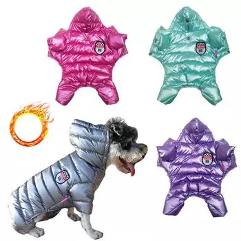 Зимнее пальто для собак, водонепроницаемый комбинезон для домашних животных, теплая одежда для собак, куртка для щенков, одежда для собак в холодную погоду, толстовки с капюшоном для чихуахуа, наряд для пуделя ши-тцу для маленьких собак 8# зелёный