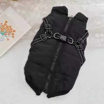 Зимнее пальто для собак Yousheng, ветрозащитная куртка для собак со шлейкой, теплая одежда для прогулок в холодную погоду XL чёрный