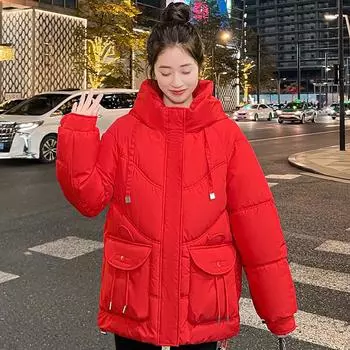 Зимнее пальто для женщин, новинка 2023 года, модные женские парки в корейском стиле с капюшоном, толстые теплые зимние куртки оверсайз 2XL чёрный
