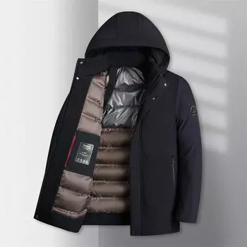 Зимнее пальто из хлопка со съемным капюшоном для мужчин среднего и пожилого возраста, повседневное утолщенное теплое пальто из хлопка L