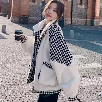 Зимнее пальто из овечьей шерсти для женщин, новый стиль, высокое качество, плюс бархат, небольшое повседневное свободное стеганое пальто из утолщенного хлопка S