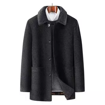 Зимнее пальто из синели для мужчин с графеновым подогревом и средними и длинными лацканами для мужчин из норки 175 кофейный