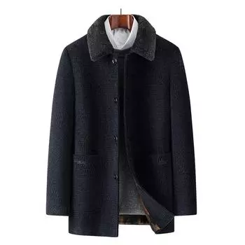 Зимнее пальто из синели для мужчин с графеновым подогревом и средними и длинными лацканами для мужчин из норки 175 кофейный