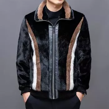 Зимнее пальто из золотого норкового флиса, мужское утолщенное меховое пальто и цельное повседневное новое трендовое пальто из норкового флиса M