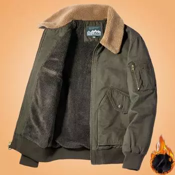 Зимнее пальто, красивый мужской рабочий плюс хлопковая толстая овечья шерсть плюс бархатное толстое хлопковое пальто Свободная военная форма хлопковая куртка в стиле ретро M чёрный