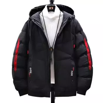 Зимнее пальто мужское утолщенное повседневное с капюшоном парка приталенная верхняя одежда водонепроницаемая теплая верхняя одежда мужское толстое пальто больших размеров XXXXL чёрный