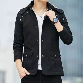 Зимнее пальто мужское утолщенное термообработанное флисовое пальто мужская повседневная корейская версия модный чистый хлопок M