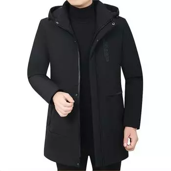 Зимнее пальто Плотное теплое хлопковое пальто Деловое повседневное хлопковое пальто Средней длины Хлопковое пальто Одежда для мужчин среднего и пожилого возраста XL чёрный