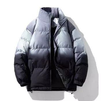 Зимнее пальто с хлопковой подкладкой. Постепенная смена. Зимняя утолщенная куртка с хлопковой подкладкой. Зимняя одежда с воротником-стойкой. Мужская одежда с хлопковой подкладкой. S чёрный