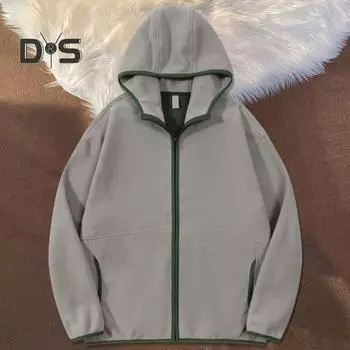 Зимнее пальто с капюшоном и карманами, кардиган с застежкой-молнией, толстая однотонная свободная куртка с длинными рукавами, повседневная верхняя одежда для занятий спортом и спортом на открытом воздухе M чёрный