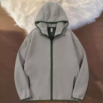 Зимнее пальто с капюшоном и карманами, кардиган с застежкой-молнией, толстая однотонная свободная куртка с длинными рукавами, повседневная верхняя одежда для занятий спортом и спортом на открытом воздухе M чёрный