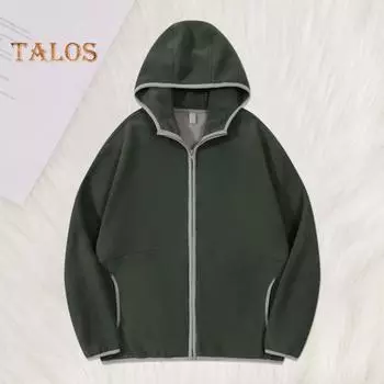 Зимнее пальто с капюшоном и карманами, кардиган с застежкой-молнией, толстая однотонная свободная куртка с длинными рукавами, повседневная верхняя одежда для занятий спортом и спортом на открытом воздухе M темно-серого