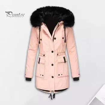 Зимнее пальто с меховым капюшоном и карманами, плюшевая подкладка, большой размер, застежка-молния, затягивающийся шнурок, парка, ветрозащитная, сохраняющая тепло, повседневная верхняя одежда для холодной погоды XL жёлтый