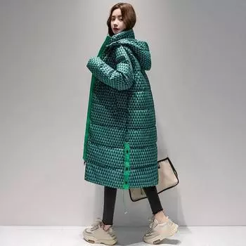 Зимнее пальто с подкладкой, теплая куртка, пуховик, зимнее женское водонепроницаемое пальто, большие толстые длинные парки с капюшоном, жакет L чёрный