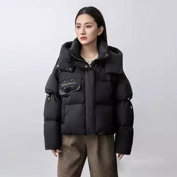 Зимнее пальто со съемными рукавами для женщин, модный короткий фасон с утолщенным материалом L