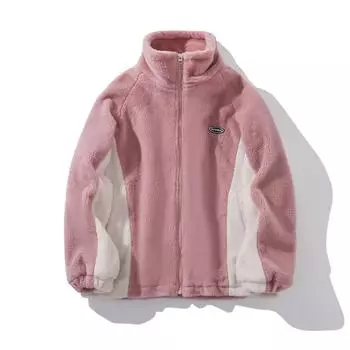 Зимнее пальто унисекс из овчины с бархатной подкладкой — модное, свободного кроя с контрастным цветным гранулированным флисом. 2XL чёрный