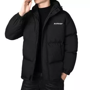 Зимнее пальто в гонконгском стиле для пар с капюшоном и хлопковой подкладкой, свободная утолщенная хлопковая подкладочная одежда, мужская куртка большого размера с хлопковой подкладкой M