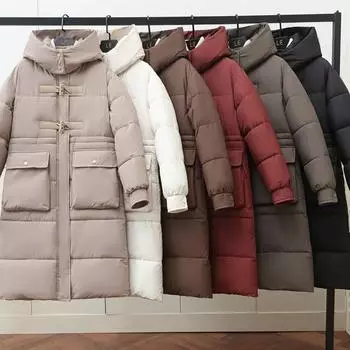 Зимнее пальто, женские длинные парки с капюшоном, большие размеры, модные свободные толстые теплые женские куртки, зимнее пальто L коричневый