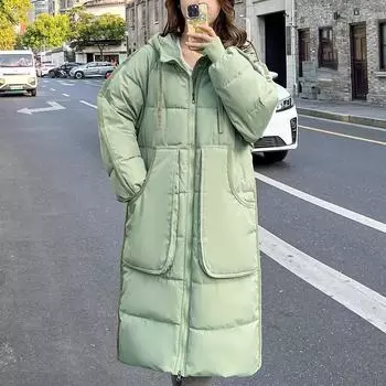 Зимнее пальто, женские длинные парки с капюшоном, модные свободные толстые теплые зимние куртки больших размеров для женщин S чёрный