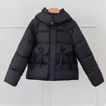 Зимнее пальто женское плюс размер модные толстые теплые короткие парки больших размеров с капюшоном женские куртки с длинными рукавами M коричневый