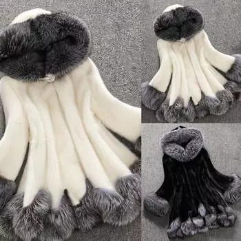 Зимнее пальто женское зимнее длинное пальто женская теплая куртка с капюшоном женское свободное плюшевое пальто XXXXXXL белый