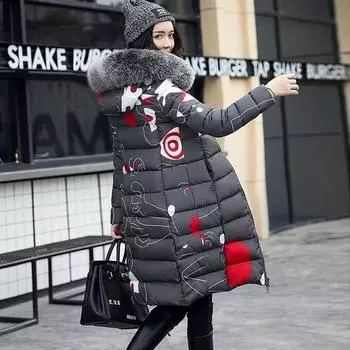 Женское зимнее пальто из хлопка с капюшоном, платье с двумя сторонами, хлопок XXXL чёрный