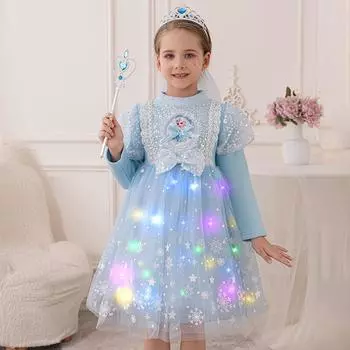 Зимнее платье Лолиты на Хэллоуин, Рождество, для девочек, на флисовой подкладке, утолщенное, для косплея, принцессы 100cm синий