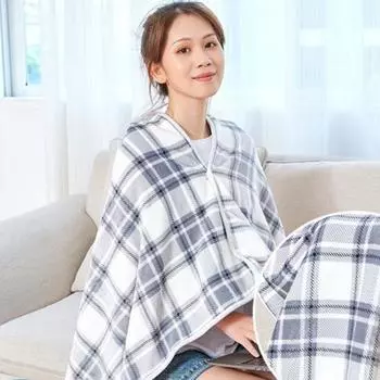 Зимнее плед-одеяло в клетку, супермягкое двухслойное бархатное теплоизоляционное однобортное плед-шаль для повседневного использования на работе, дома, в школе светло-серый