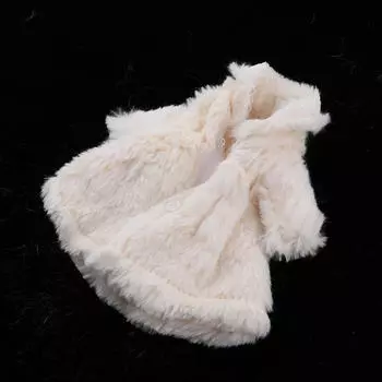 Зимнее плюшевое пальто с поясом, современный наряд для кукол / 6 кукольных платьев, смена одежды (белый)