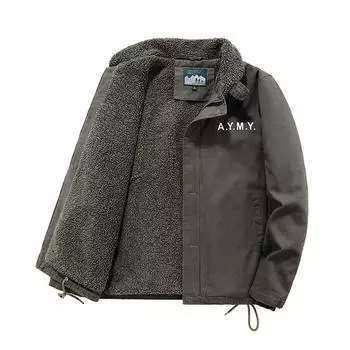 Зимнее повседневное мужское бархатное пальто с утолщенными лацканами из хлопка в стиле милитари, свободное пальто из овечьего бархата для мужчин M