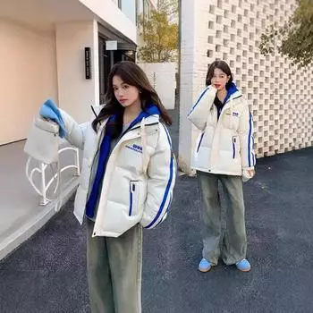 Зимнее праздничное двухкомпонентное хлопковое пальто с капюшоном для женщин, осеннее высококачественное теплое свободное повседневное пальто, куртка с хлопковой подкладкой S белый