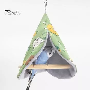 Зимнее птичье гнездо висит с мультяшным принтом, толстое, мягкое, уютное, защищенное от холода, кровать для маленьких птиц, гамак, дом, попугай, попугай, зяблик, клетка для канарейки, окунь зелёный