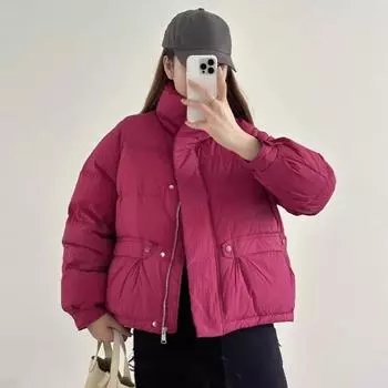 Зимнее пуховое хлопковое пальто для женщин с миниатюрной фигурой, короткая теплая куртка M чёрный