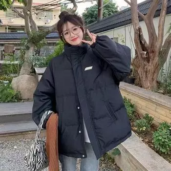 Зимнее пуховое хлопковое пальто, женская однотонная свободная стеганая куртка, парки-пуховики, повседневная женская черная утепленная теплая верхняя одежда на молнии M 40-48 KG королевский синий