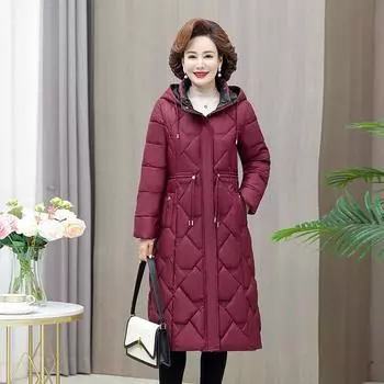 Зимнее пуховое пальто 2023, женское облегающее пальто средней длины, большое хлопковое пальто, свободное пальто XL хаки