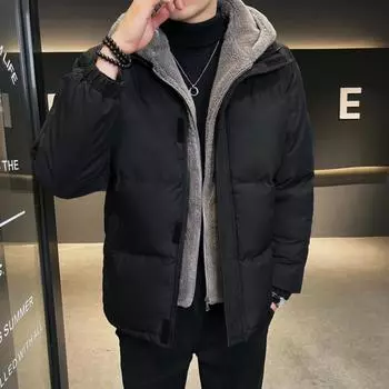 Зимнее пуховое пальто мужское с капюшоном пуховое повседневное теплое пальто мужское большого размера толстое теплое пальто S хаки
