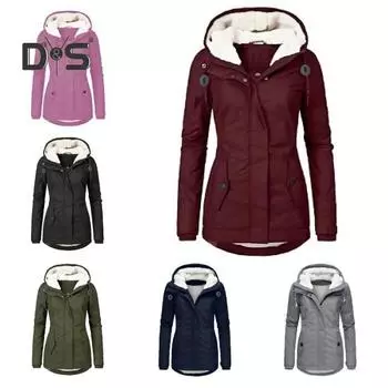 Зимнее пуховое пальто с подкладкой, капюшоном и карманами, застежка-молния, парка с завязками, ветрозащитная, сохраняющая тепло, повседневная верхняя одежда для холодной погоды, куртка M светло-серый